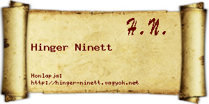 Hinger Ninett névjegykártya